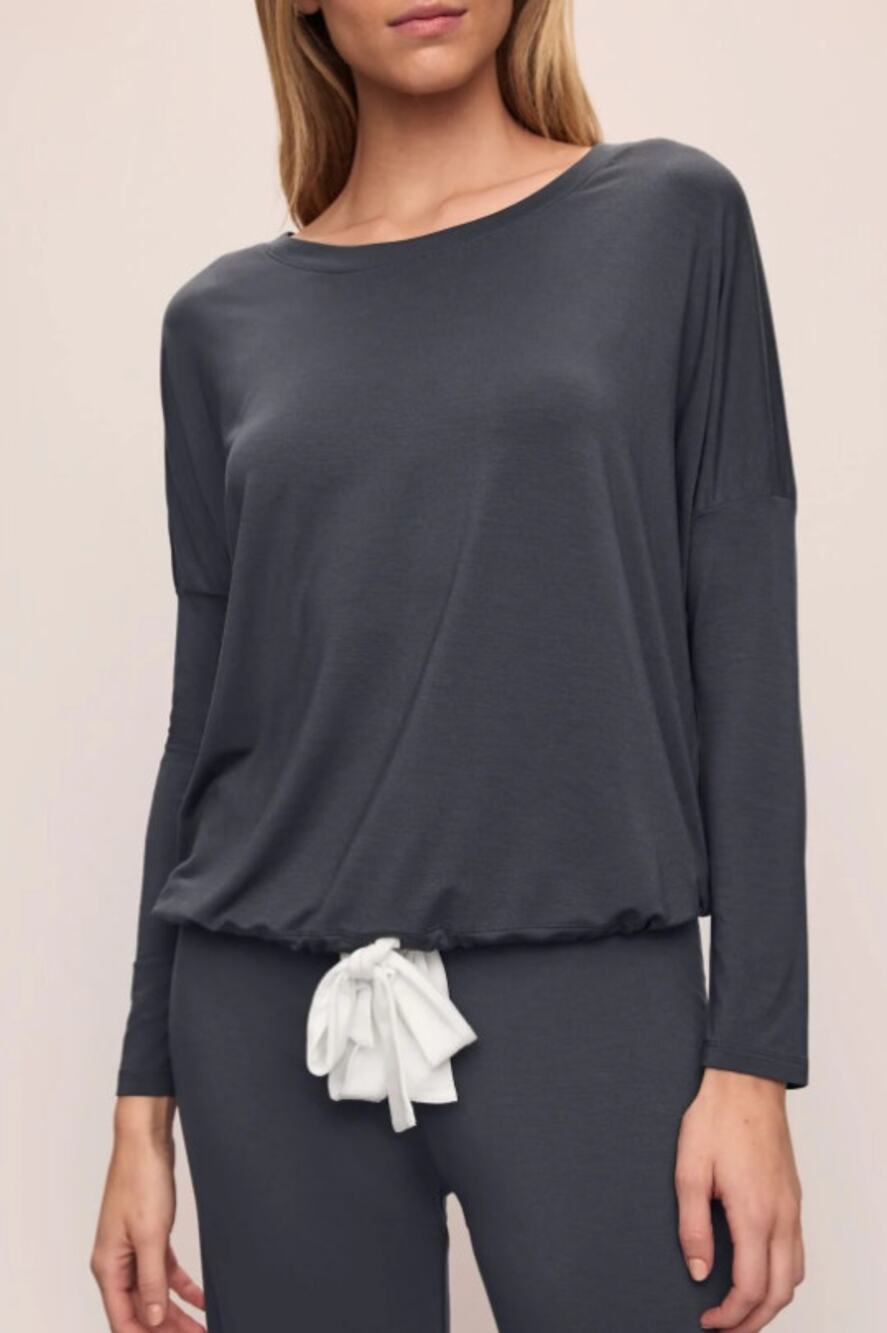 EBERJEY Womens Gisele Slouchy Top Medium Graphite Grey TENCEL Modal NWT